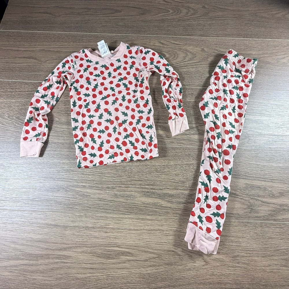 Hanna Andersson Kids Pink Holly Berry Pajama Set Tencel Lyocell Size 100 US 4